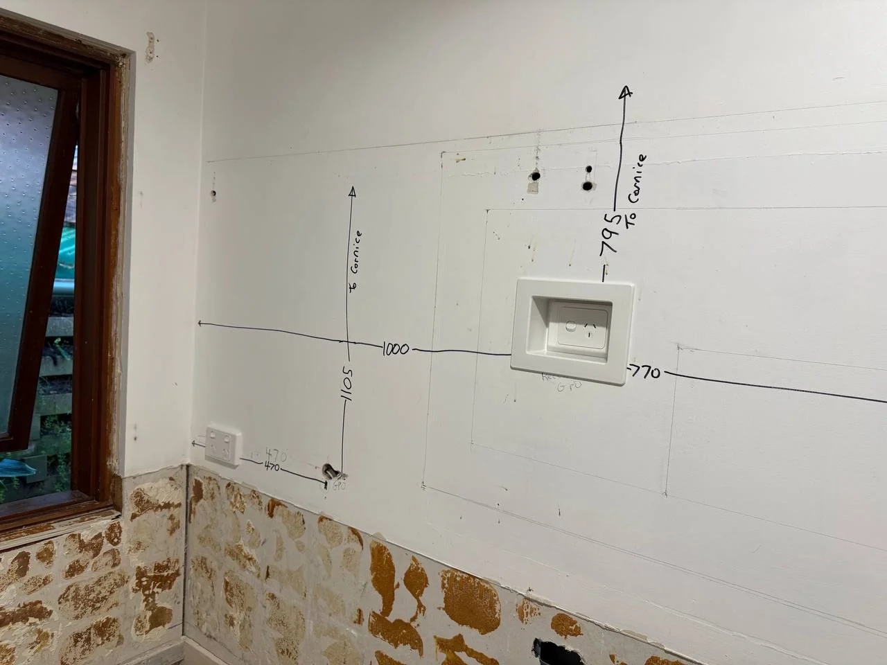 Real bathroom outlet layout supplied by Borda Solar & Electrical