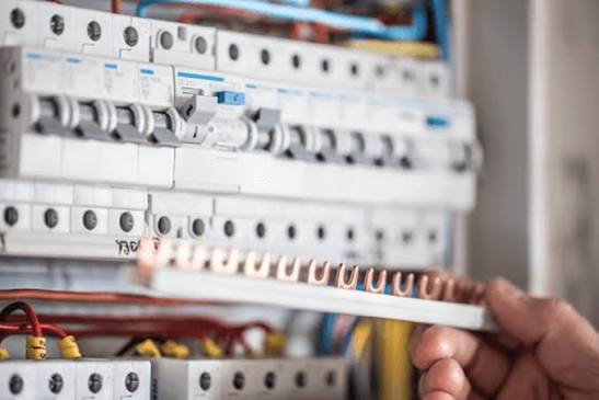 Close-up of residential switchboard work